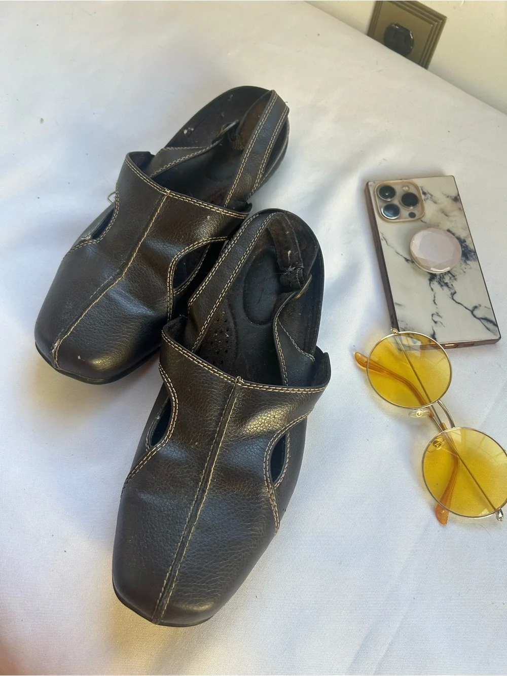 Ocean pacific Comfort have 8W Classic Brown Leather Men's Slingback Sandals op